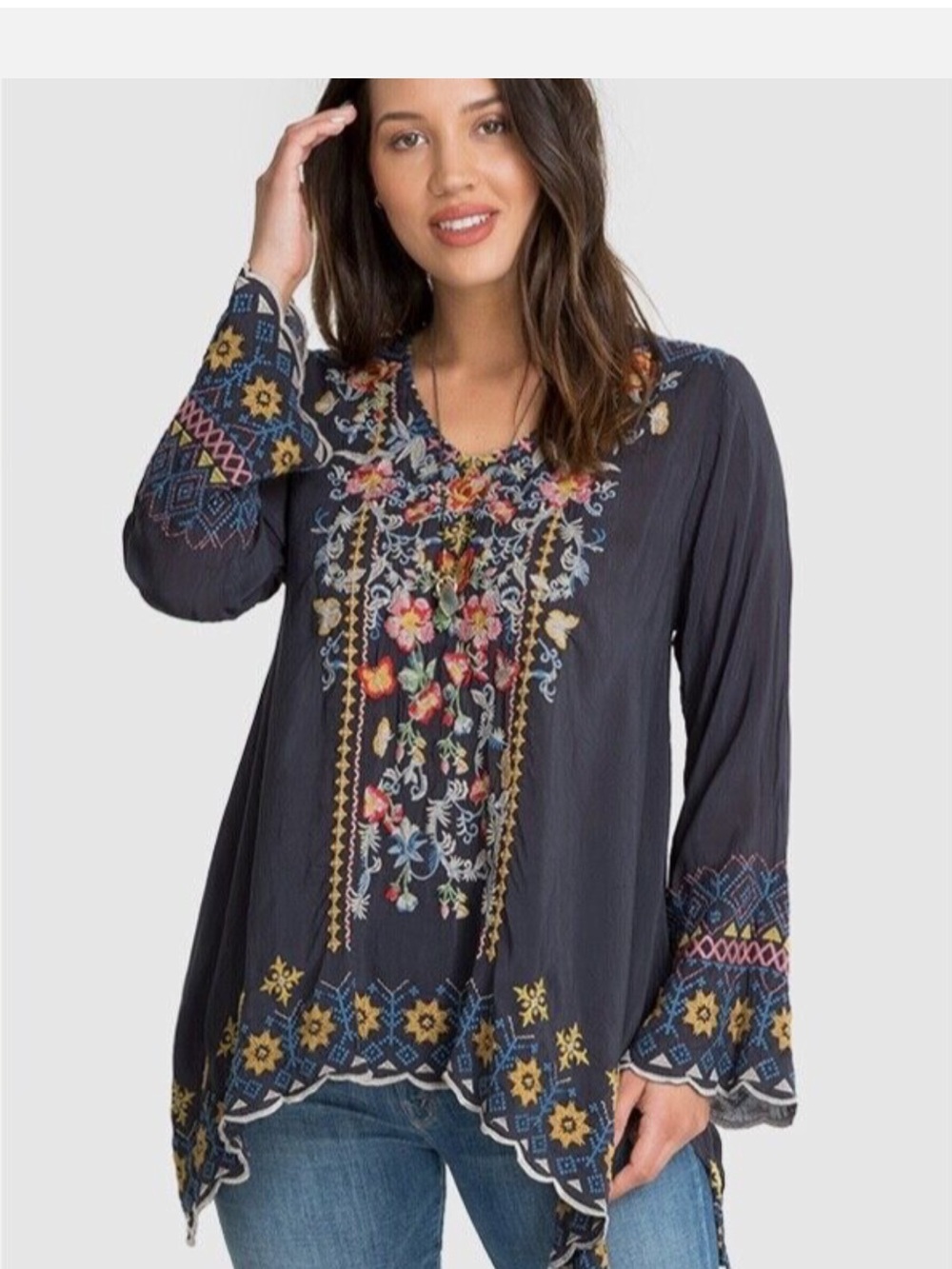Johnny was Rosetta heavily embroidered tunic blouse RARE! - Picture 7 of 7